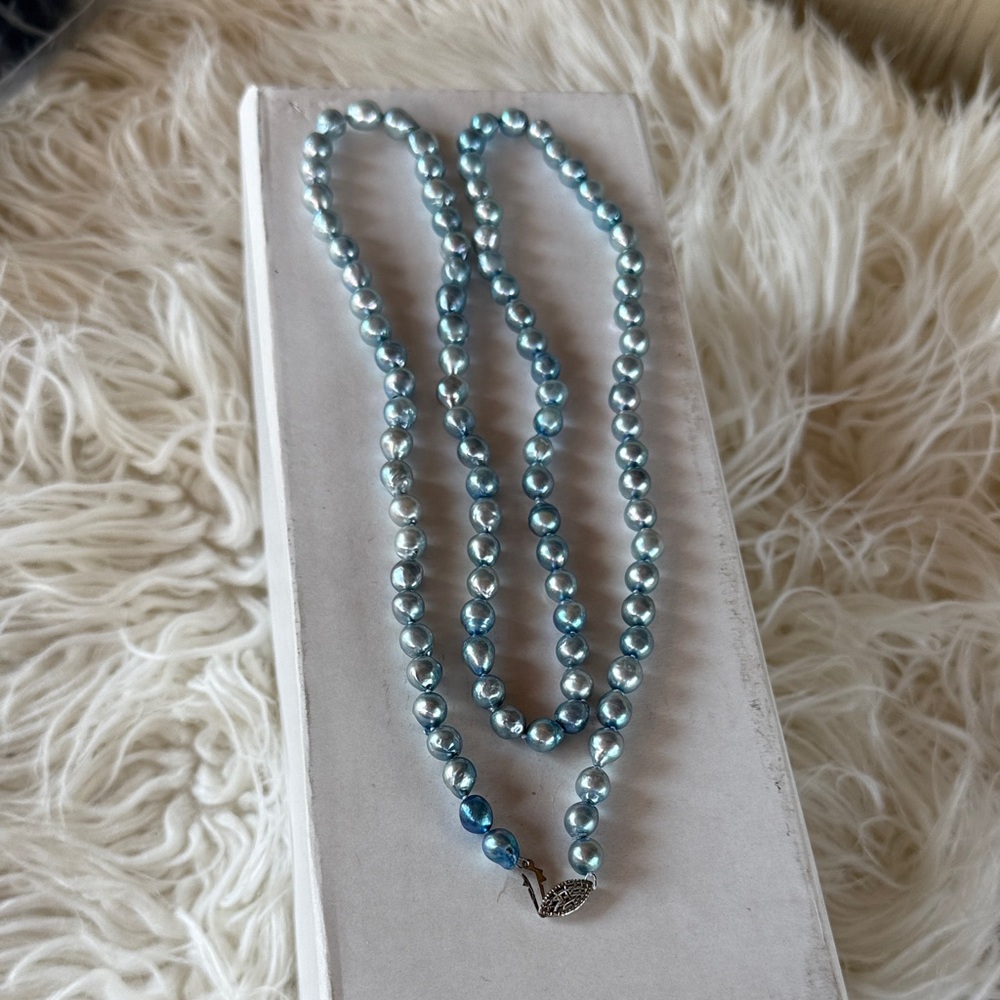 Lustrous Blue Pearl Necklace